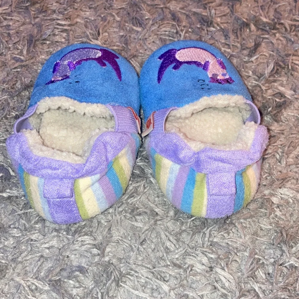 Acorn sea otter, 18 24 months moccasins Blue and Purple Baby Slippers boy girl